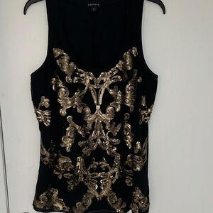 Express Black Tank with Gold Embellishments